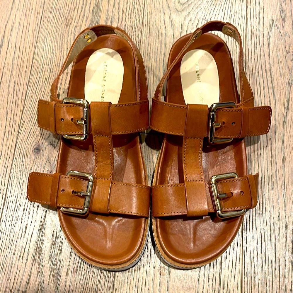 Brown buckle sandals